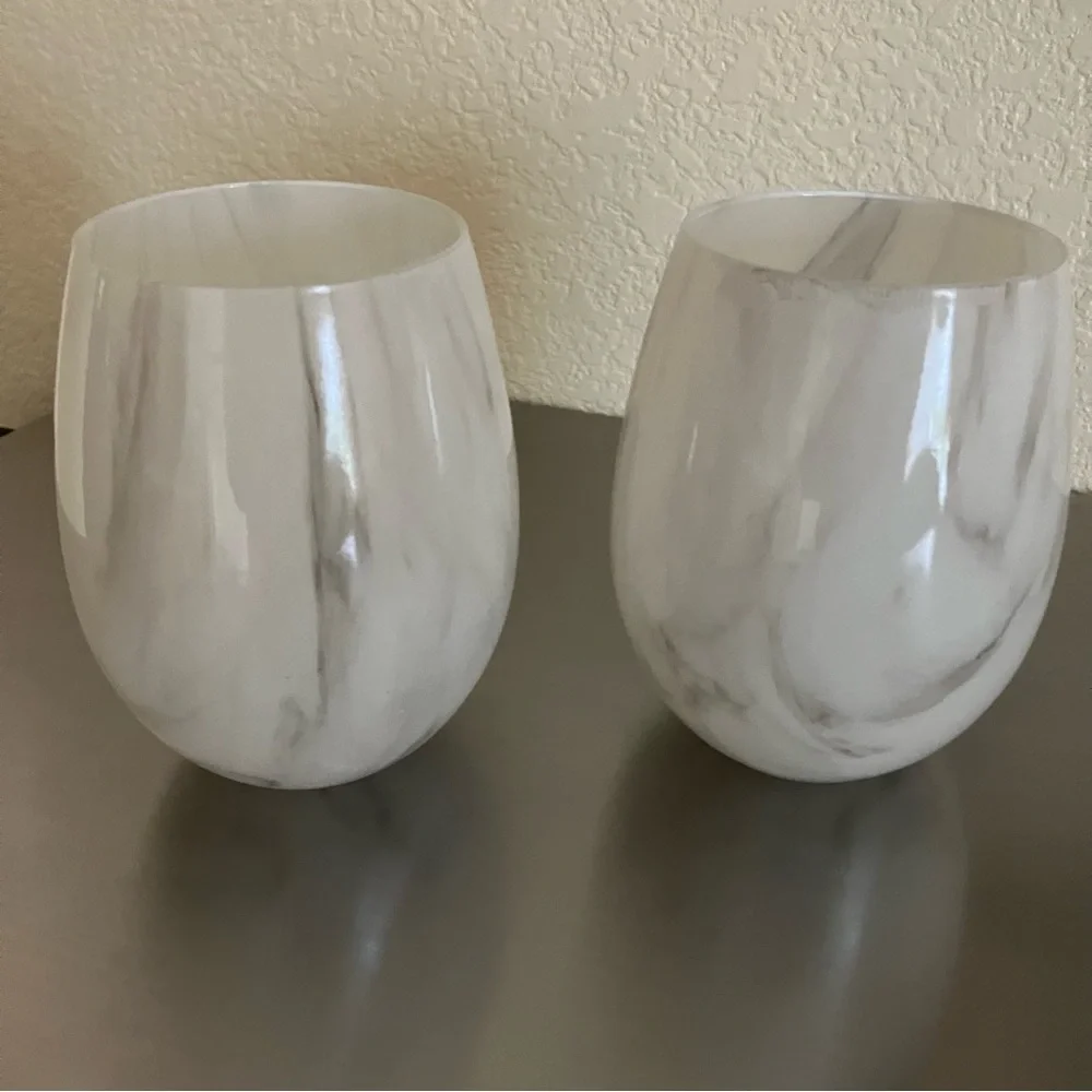URBAN OUTFITTERS UO 18 oz Marble Stemless Wine Glass in Gray - Set Of 2